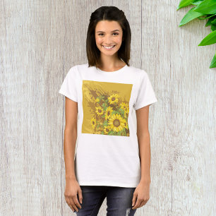 Grunge Sonnenblumen Kunst Bold Rustikal Gelbe Blüt T-Shirt