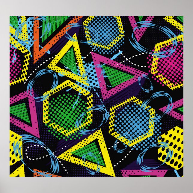 Grunge Sportmuster, Kinderdesign. Poster (Vorne)