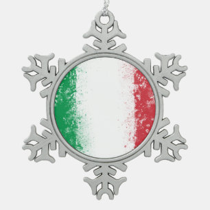 Grunge Spritzer Anstrich Flag Italien Schneeflocken Zinn-Ornament