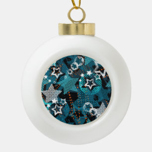 Grunge-Star-Muster, spielerisches Kinderdesign. Keramik Kugel-Ornament
