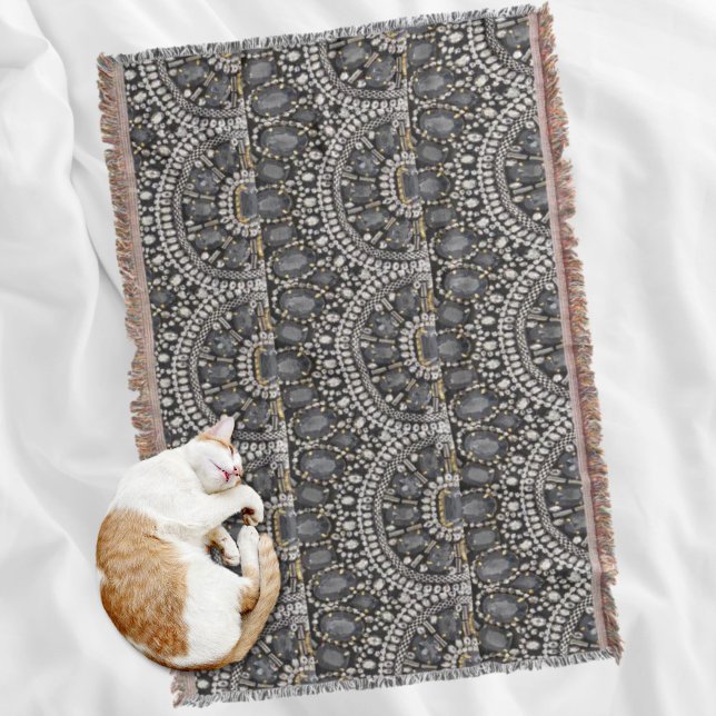 grunge steampunk art Deko schwarz silber bohemian Decke (grunge steampunk art deco black silver bohemian throw blanket)