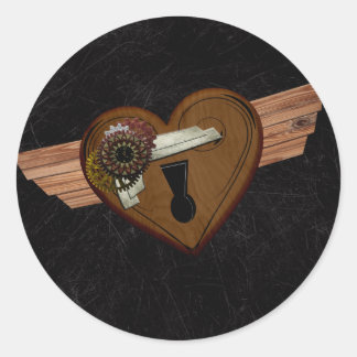 Grunge Steampunk Heart Runder Aufkleber