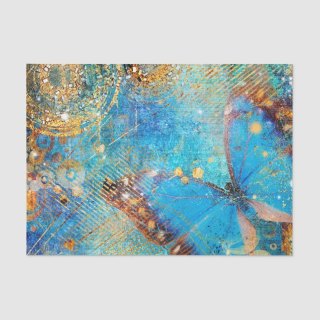 Grunge Steampunk Schmetterlings-abstrakter Entwurf Seidenpapier (Vorderseite)