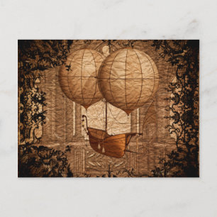 Grunge Steampunk Viktorianisch Airship Postkarte