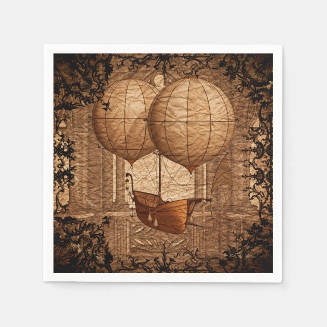 Grunge Steampunk Viktorianisch Airship Serviette (Vorderseite)