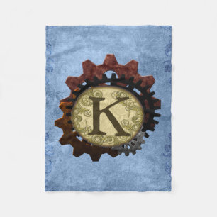 Grunge Steampunk Zahnräder Monogramm Buchstabe K Fleecedecke