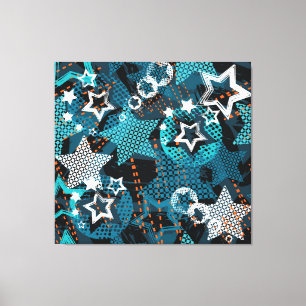 Grunge Sternmuster, spielerisches Kinderdesign. Leinwanddruck
