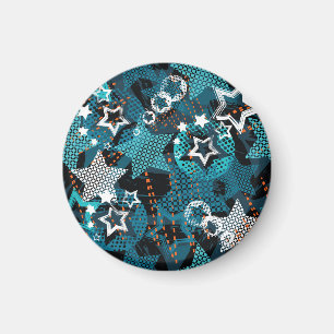 Grunge Sternmuster, spielerisches Kinderdesign. Magnet