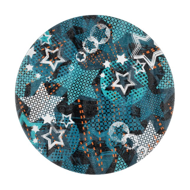 Grunge Sternmuster, spielerisches Kinderdesign. Schneidebrett (Vorderseite)