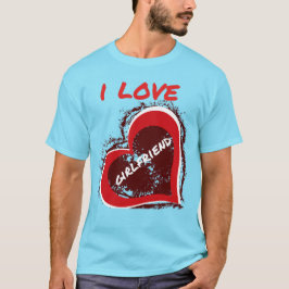Grunge-Stil Ich liebe meine Freundin Herz-Design T-Shirt