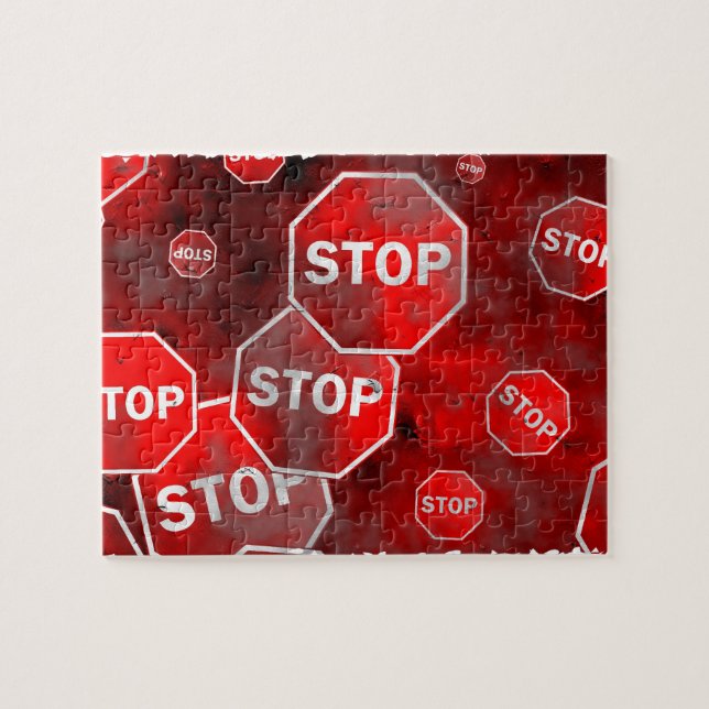 Grunge Stopp-Schild Puzzle (Horizontal)