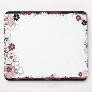 Grunge-Strudel-Blumen Mousepad Rot