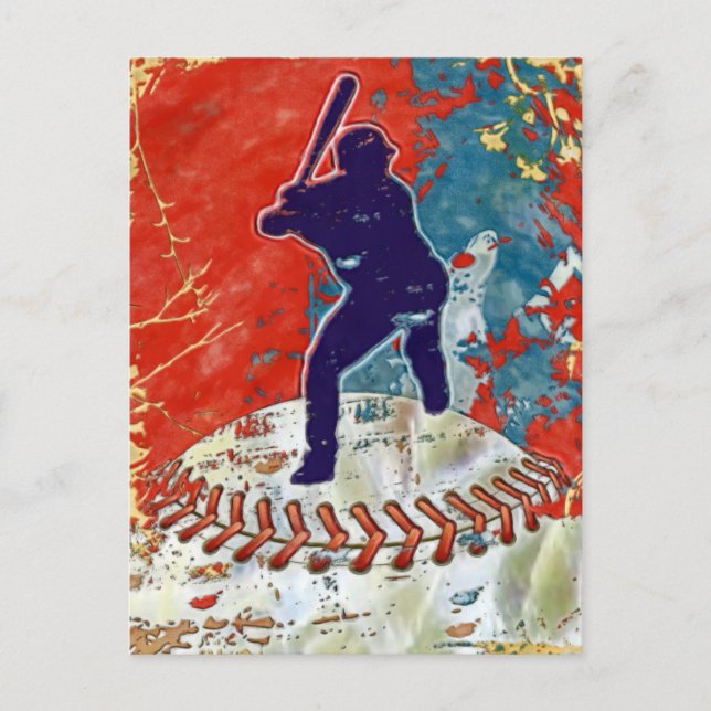 Grunge Style Baseball Design Postkarte (Vorderseite)