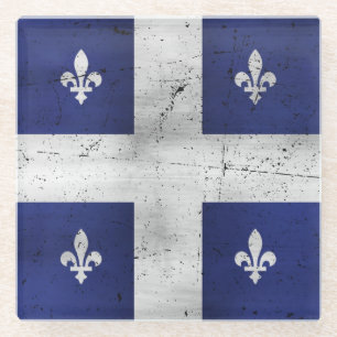 Grunge-Style-Fahne von Québec erodiert Glasuntersetzer