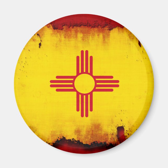 Grunge Style New Mexico Flag Magnet (Vorne)