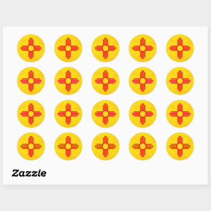 Grunge Style New Mexico State Flag Zia Sun Runder Aufkleber