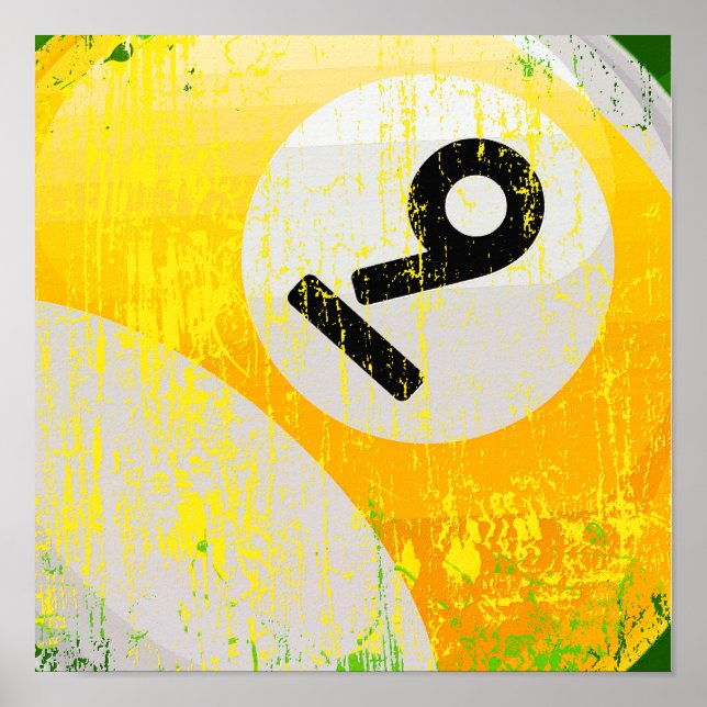 Grunge Style Number 9 Billiard Ball Poster (Vorne)