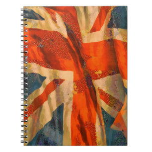 Grunge Style Union Jack British Flag Waving Notizblock