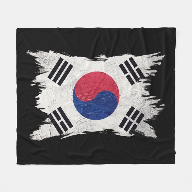 Grunge Südkorea flagge, Brush stroke, Südkorea Fleecedecke (Vorderseite (Horizontal))