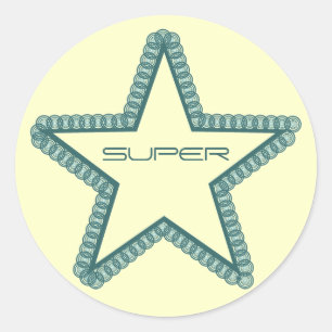 Grunge Superstar Stickers, Aquamarin Runder Aufkleber