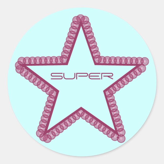Grunge Superstar Stickers, Fuchsia Runder Aufkleber (Vorderseite)