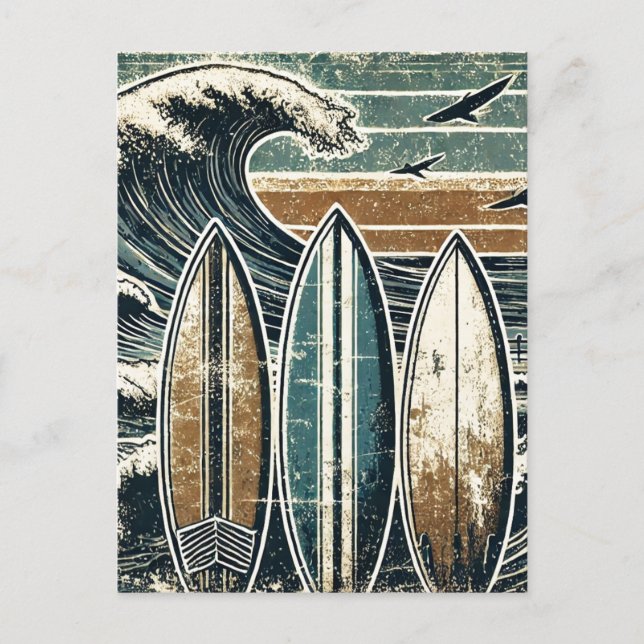 Grunge Surfen Postkarte (Vorderseite)