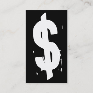 Grunge-Symbol für Schwarz-Weiß-Geld Visitenkarte
