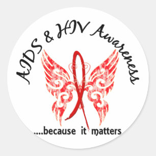 Grunge Tattoo Butterfly 6.1 AIDS Runder Aufkleber