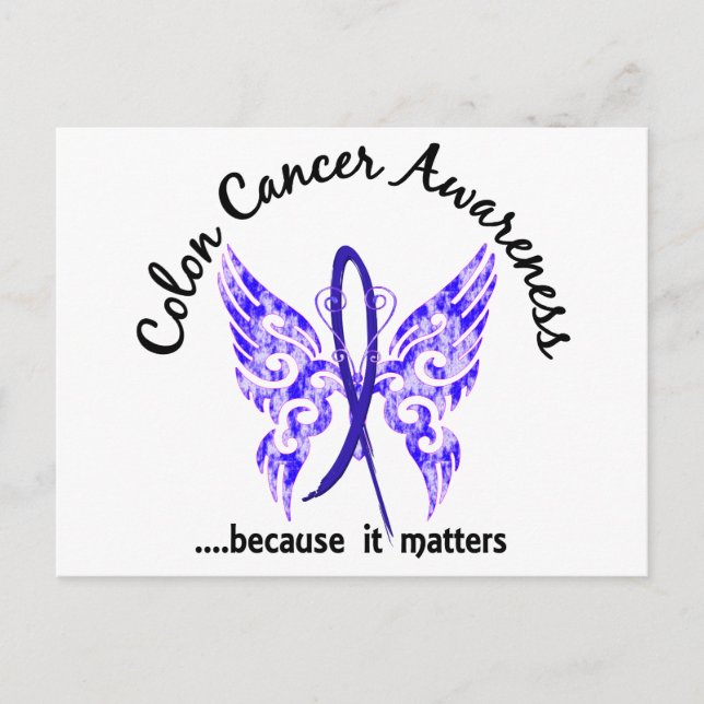 Grunge Tattoo Butterfly 6,1 Colon Cancer Postkarte (Vorderseite)