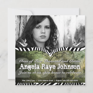 Grunge Tattoo Schlucken & Urban Green Grad Einladu Einladung