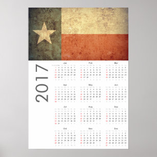 Grunge Texas Flagge Kalender 2017 Poster