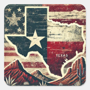 Grunge Texas Quadratischer Aufkleber