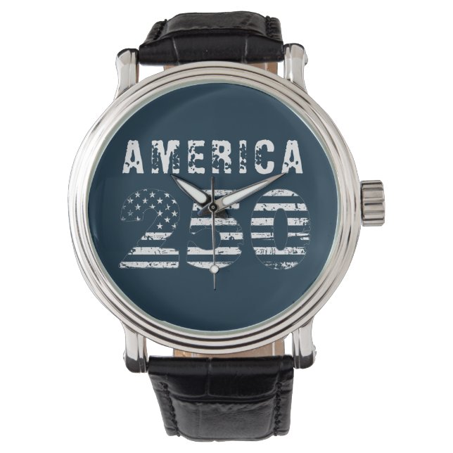 Grunge Text America 250 Blue eWatch Uhr (Vorderseite)