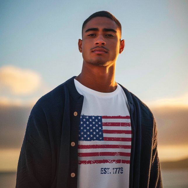 Grunge Text und amerikanische Flagge T-Shirt (4th of July Tee)