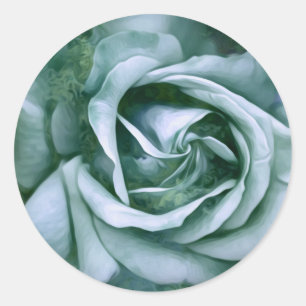 Grunge-Textur Gemalte Rose Kunst - Türkis Runder Aufkleber