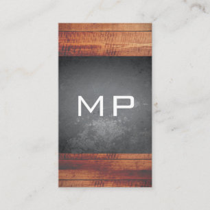 Grunge Texture Rustic Wood Monogram Visitenkarte