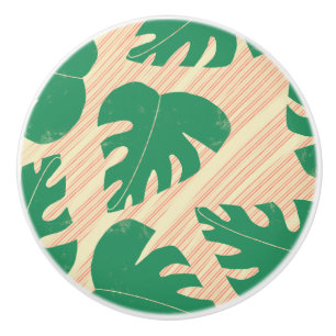 Grunge Tropical Green Monstera Blätter Keramikknauf
