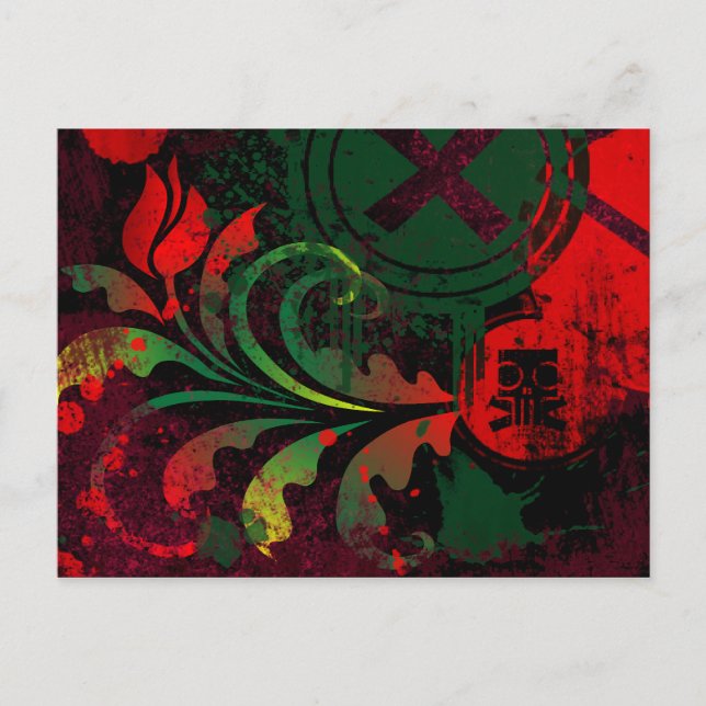 Grunge Tulpe Postkarte (Vorderseite)