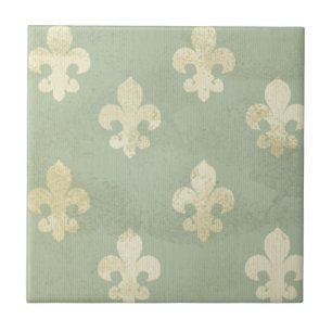 Grunge, Türkis, vintage, fleur de lis, Muster, vik Fliese
