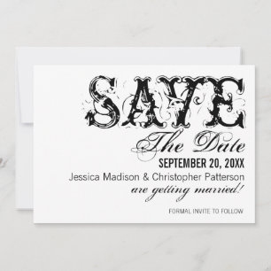 Grunge Typografie Save the Date, Schwarz Date
