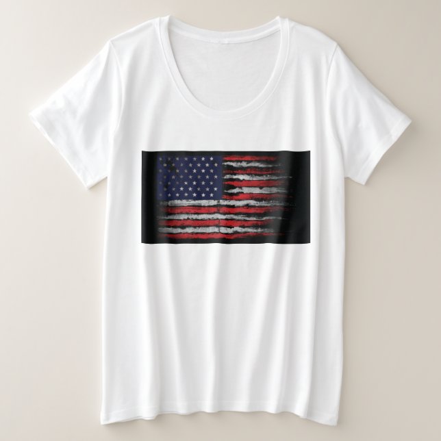 Grunge U.S.A.-Flagge Große Größe T-Shirt (Design vorne)