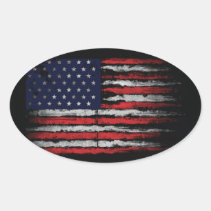 Grunge U.S.A.-Flagge Ovaler Aufkleber