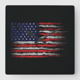 Grunge U.S.A.-Flagge Quadratische Wanduhr