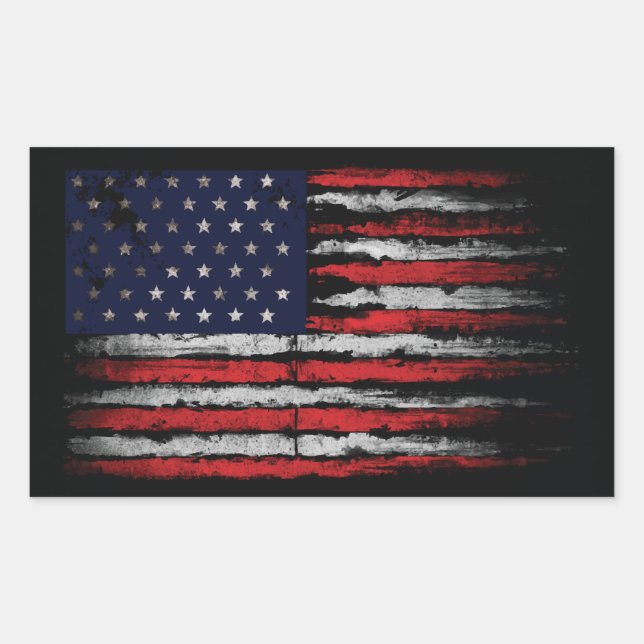 Grunge U.S.A.-Flagge Rechteckiger Aufkleber (Vorderseite)