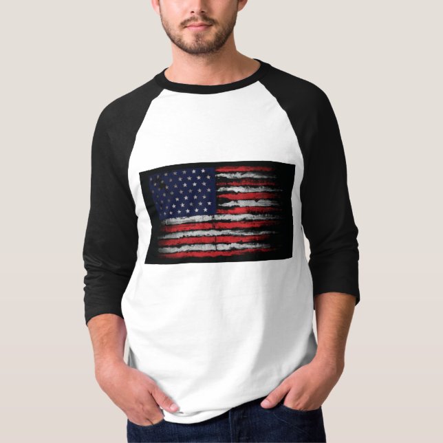 Grunge U.S.A.-Flagge T-Shirt (Vorderseite)