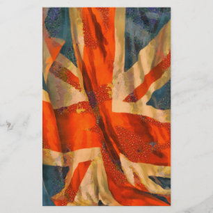 Grunge Union Jack British Flag Waving Scrapbook Briefpapier