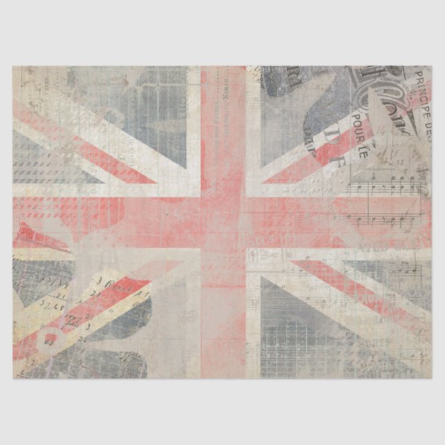 Grunge Union Jack Posh Geschenkpapier Seidenpapier (Vorderseite)