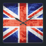 Grunge United Kingdom Flag 6 Quadratische Wanduhr<br><div class="desc">Grunge Flagge des Vereinigten Königreichs. Design ist auf anderen Produkten erhältlich.</div>
