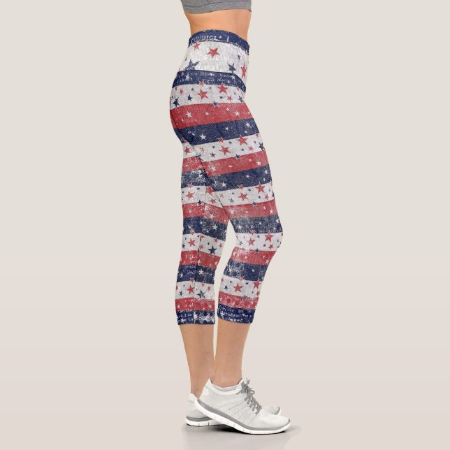 Grunge US Flagge Capri Leggings (Rechts)