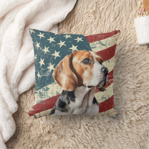 Grunge USA Flag Beagle Hound Dog Kissen
